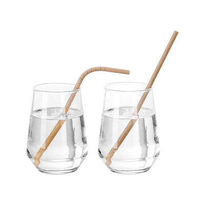 Biodegradable Kraft Wrapped Drinking Straws Paper Smoothie Straws 6mm 19.7cm