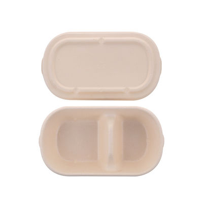 Disposable White Sugarcane Bagasse Food Trays 2 Compartment