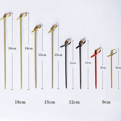 Green Disposable Garnish Food Bamboo Knot Skewers 12cm