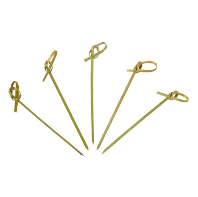 Green Disposable Garnish Food Bamboo Knot Skewers 12cm