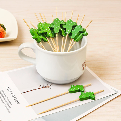 Customized Cactus Bamboo Food Picks For Appetizer Sandwich Burger Flower
