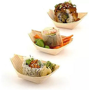 6 inch Disposable Wooden Sushi Serving Boat Plate For Food