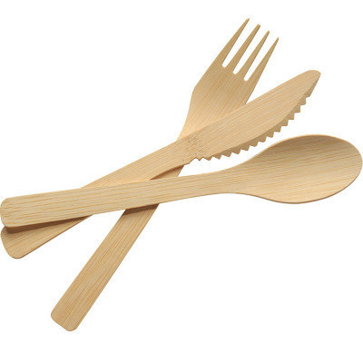 170mm Bamboo Cutlery Set Disposable Utensils Set Biodegradable Wrapped Cutlery For Party Wedding