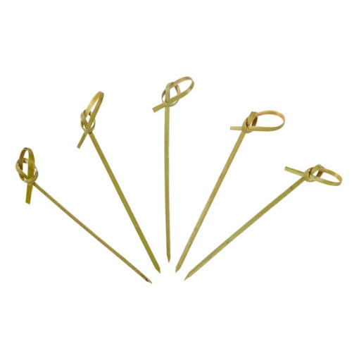 Green Disposable Garnish Food Bamboo Knot Skewers 12cm